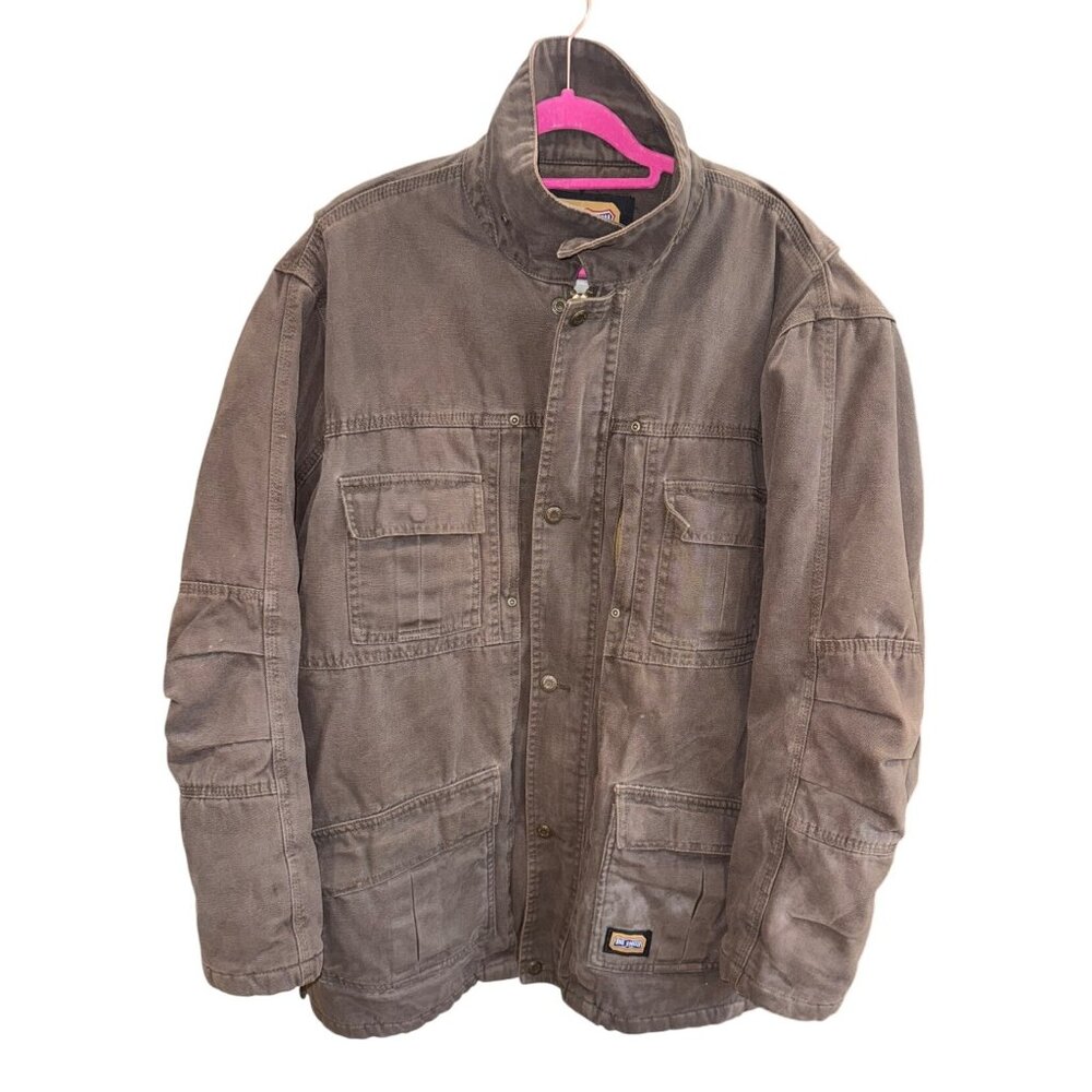 Big Smith Mens Brown Canvas Chore Coat Barn Jacket Heavy Duty Lined Work L